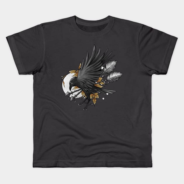 Crow and Arrows Kids T-Shirt by Jess Adams